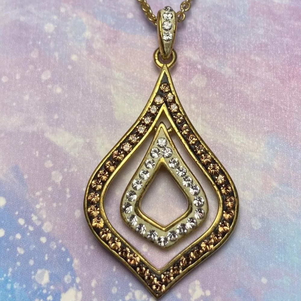 Chocolate Clear Crystal Necklace Teardrop